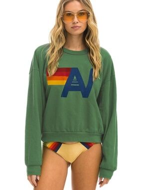 LOGO RELAXED CREW SWEATSHIRT - PALM SZ/L